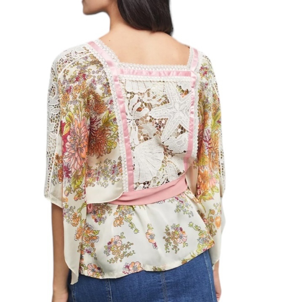 ANTHROPOLOGIE x TINY: Floral Lace Embellished Begonia Blouse -Size Small - Picture 2 of 14